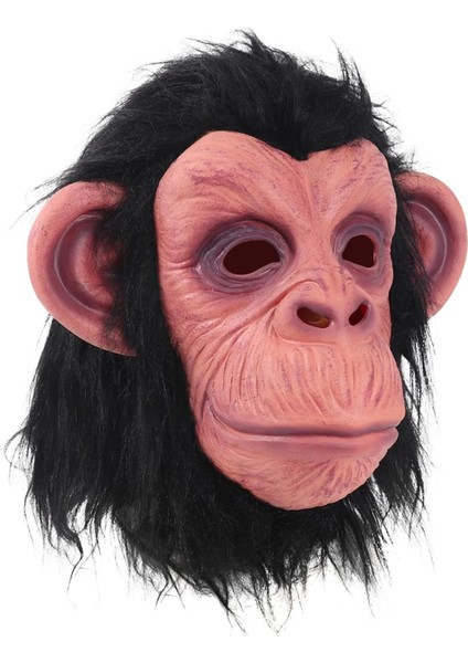 Buğz Siyah Saçlı Kafaya Tam Geçmeli Lateks Şempanze Maskesi - Lateks Maymun Orangutan Goril Maske Et Maske modelleri