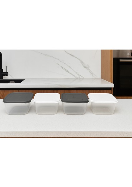 5 Adet Boy Kare Saklama Kabı 2100 ml Antrasit 2100X5 modelleri