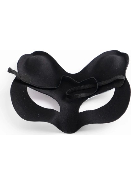 Buğz Siyah Renk Süet Kaplama Üzeri Pembe Sarı Simli Kedi Maskesi 17X14 cm modelleri