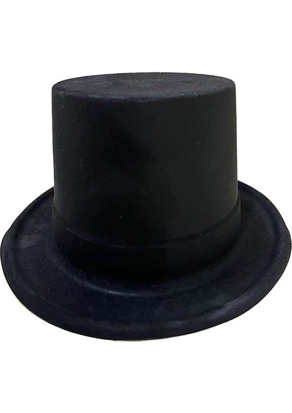 Buğz Siyah Renk Plastik Nubuk Kadife Kaplama Fötr Şapka 11 cm