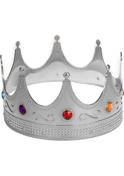 Buğz Gümüş Renk Yetişkin Çocuk Uyumlu Kral Tacı Kraliyet Tacı 60 cm fiyatları