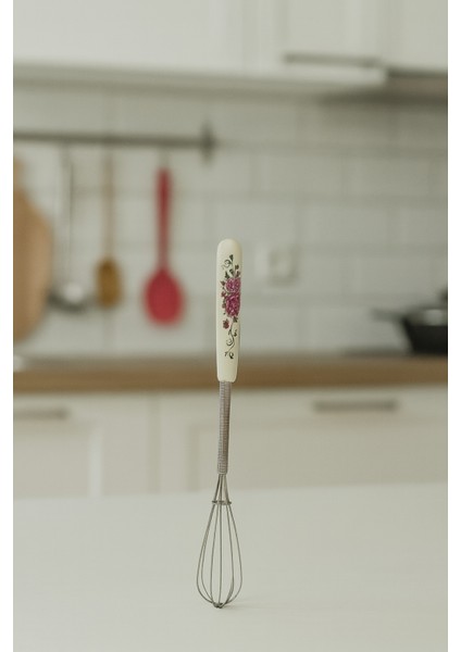 Porselen Saplı Metal Mini Çırpıcı 19 cm