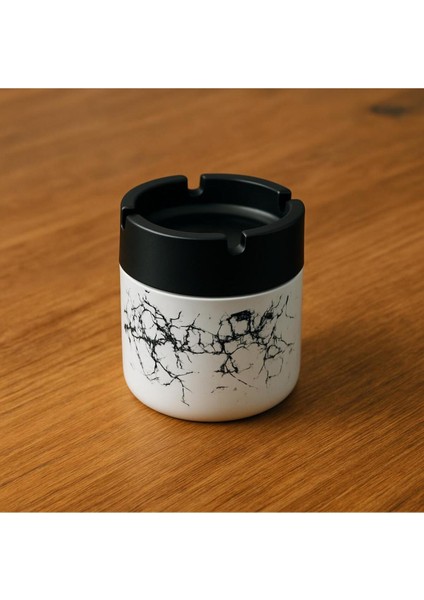 Kokusuz Küllük Cam Hazneli Yanmaz Plastik Kapaklı Ev Ofis ve Araç Içi Kül Tablası Şık Tasarım 425CC