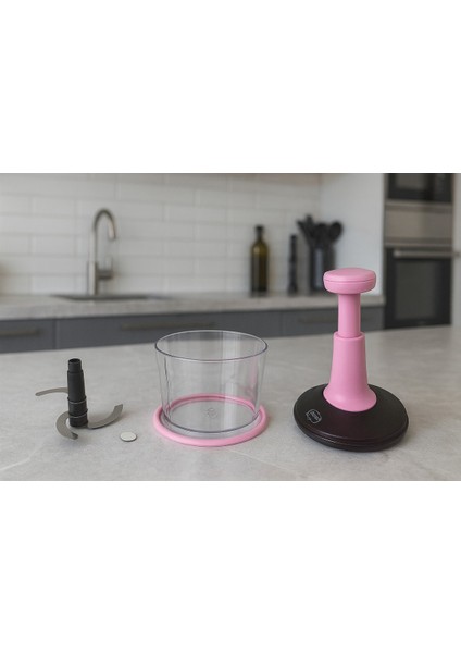 Büyük Paslanmaz Çelik 3 Bıçaklı Üstten Basmalı El Rondosu Blender Soğan Sebze Doğrayıcı