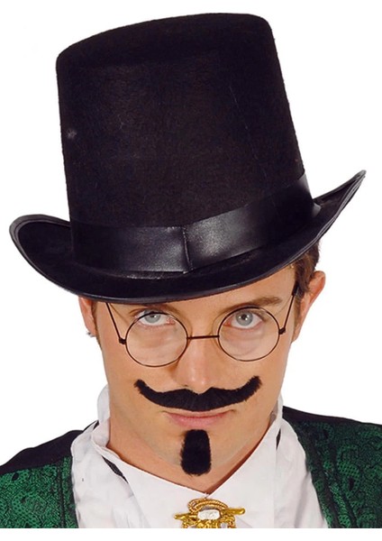 Buğz Yetişkinler Için Siyah Renk Ringmaster Sihirbaz Şapkası Silindir Şapka