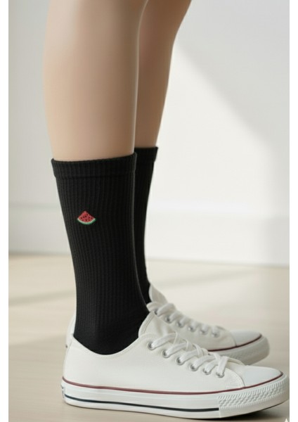 Meyve Nakışlı Unisex Desenli 3 Çift Premium Unisex Renkli Çorap Seti. fiyatları