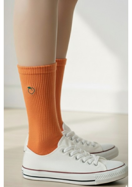 Meyve Nakışlı Unisex Desenli 3 Çift Premium Unisex Renkli Çorap Seti. fırsatları