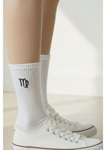 Başak Burcu Nakışlı Tenis Gym Fitness 2 Çift Siyah Beyaz Pamuklu Yazlık Kışlık Çorap Seti fiyatları