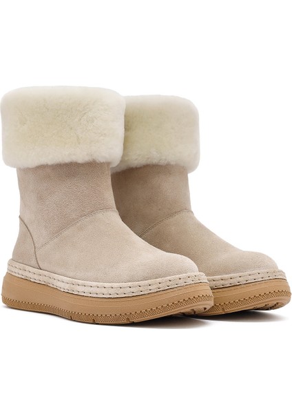 Kadın Bej Kalın Tabanlı Kürk Detaylı Süet Deri Bot 25WFD133410 fırsatları