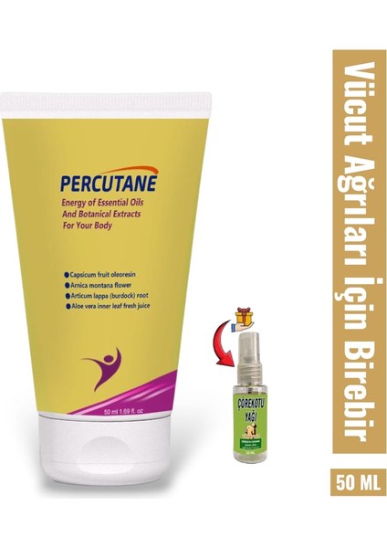 Percutane Vücut Ağrı Yönetimi Için Hızlı ve Etkili Masaj Bakım Kremi 50 ml / Çörek Otu Yağı Hediye