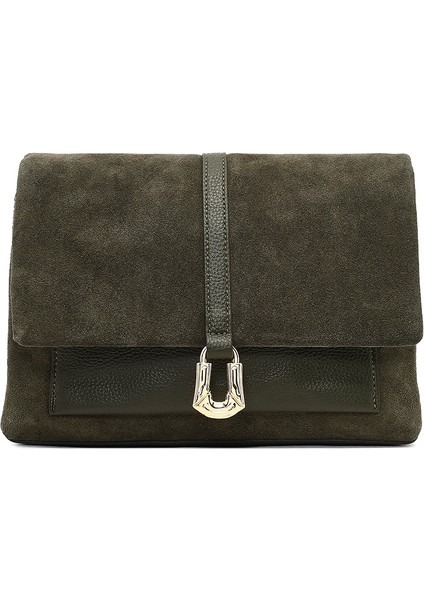 Kadın Yeşil Uzun Askılı Süet Deri Çapraz Çanta 25WBD252610 fırsatları