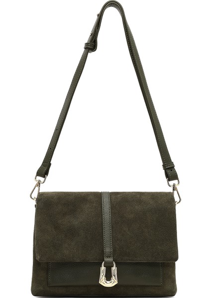 Kadın Yeşil Uzun Askılı Süet Deri Çapraz Çanta 25WBD252610 indirimleri