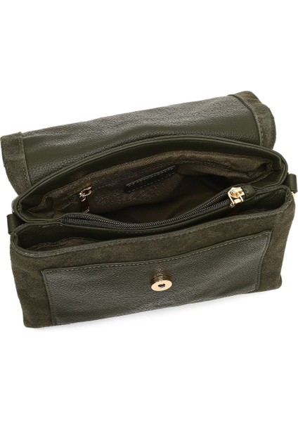 Kadın Yeşil Uzun Askılı Süet Deri Çapraz Çanta 25WBD252610