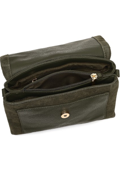 Kadın Yeşil Uzun Askılı Süet Deri Çapraz Çanta 25WBD252610