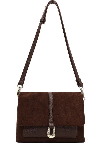 Kadın Kahverengi Uzun Askılı Süet Deri Çapraz Çanta 25WBD252610 indirimleri