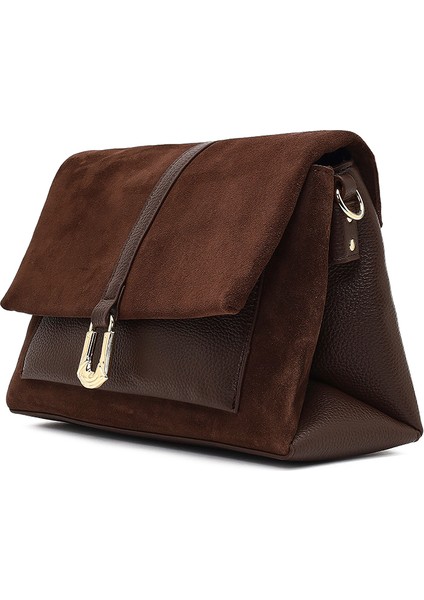 Kadın Kahverengi Uzun Askılı Süet Deri Çapraz Çanta 25WBD252610