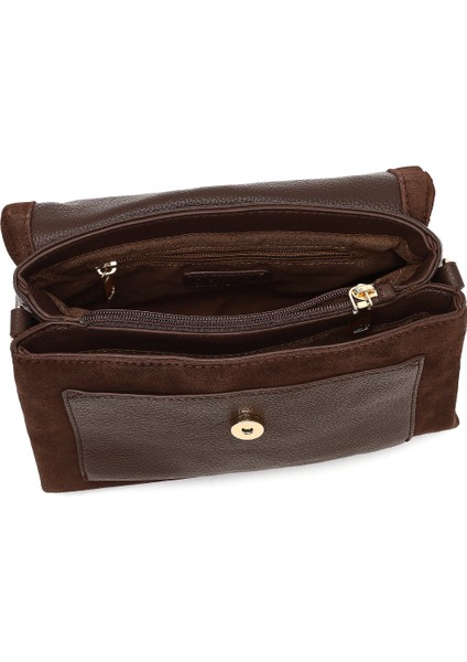 Kadın Kahverengi Uzun Askılı Süet Deri Çapraz Çanta 25WBD252610