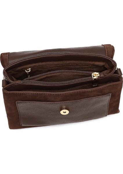 Kadın Kahverengi Uzun Askılı Süet Deri Çapraz Çanta 25WBD252610