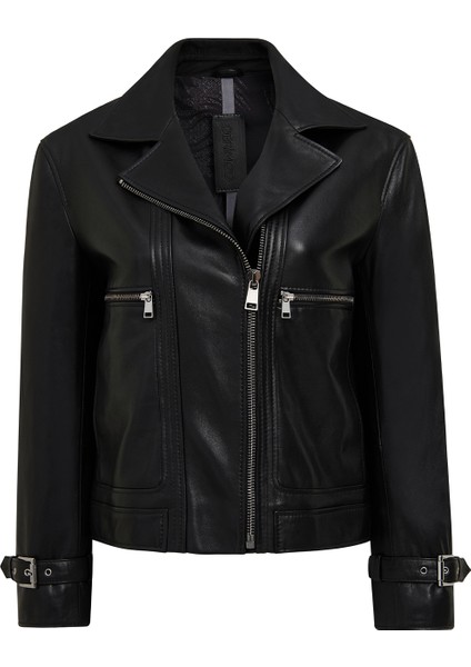 Paloma Kadın Siyah Kısa Oversize Kruvaze Yaka Deri Ceket 25WGD5608VE modelleri