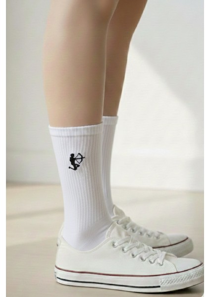 Yay Burcu Nakışlı Astrolojik Casual Yazlık Kışlık Pamuklu Unisex Siyah Beyaz 2 Çift Çorap Seti. fiyatları