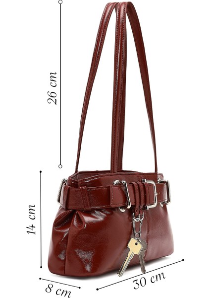 Kadın Kırmızı Rugan Omuz Çantası 25WBD254216 fiyatları