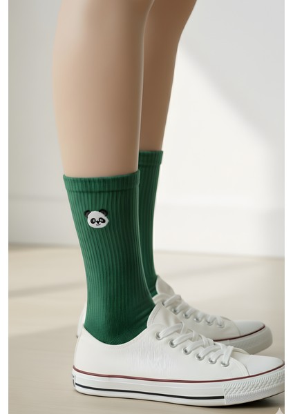 Sevimli Unisex Panda Hayvan Nakışlı Tenis Soket Yazlık Kışlık Kadın Erkek Çorap
