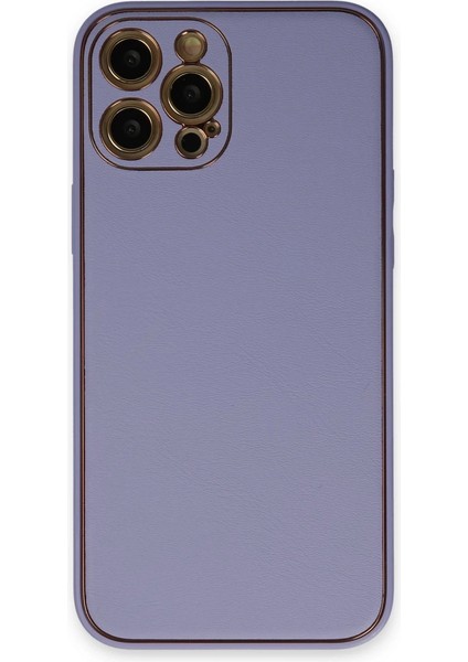 Buğz Iphone 12 Pro Max Kılıf Coco Deri Silikon Kapak - Açık Lila