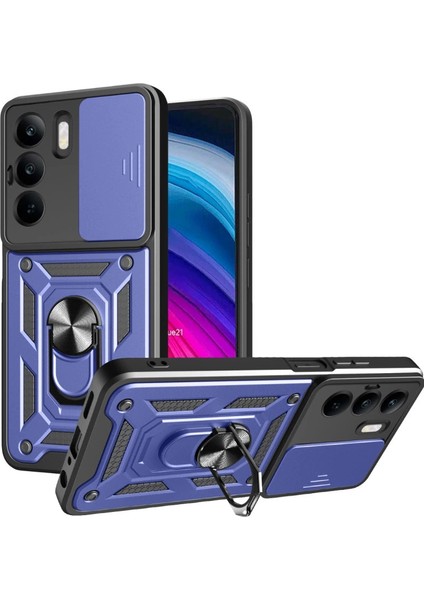 Buğz Realme C75 4g Kılıf Pars Lens Yüzüklü Silikon - Lacivert