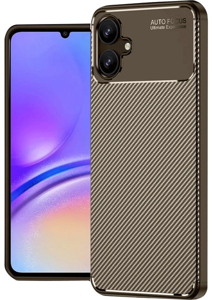 Buğz Samsung Galaxy A06 Kılıf Auto Focus Karbon Kapak - Kahverengi
