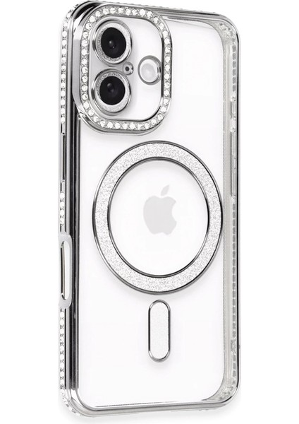 Buğz Newface Iphone 16 Kılıf Joke Simli Magneticsafe Kılıf - Gri