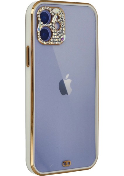 Buğz Iphone 12 Kılıf Liva Taşlı Silikon - Beyaz modelleri