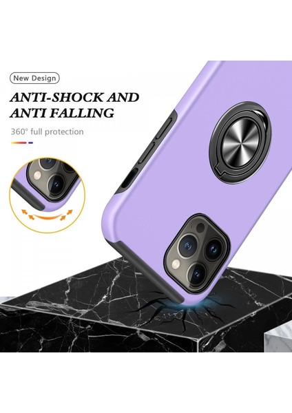 Buğz Iphone 13 Pro Kılıf Elit Yüzüklü Kapak - Mor