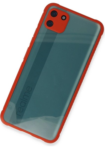 Buğz Realme C11 Kılıf Miami Şeffaf Silikon - Kırmızı modelleri