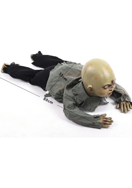 Buğz Sesli Işıklı ve Sensörlü Yerde Emekleyen Hareketli Bebek Hayalet Zombi Dekor 30X85 cm fiyatları