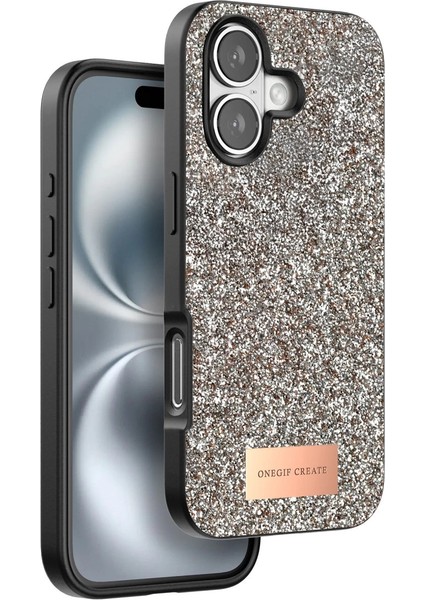 Buğz Onegif Iphone 16 Plus Bright Simli Kapak - Gold