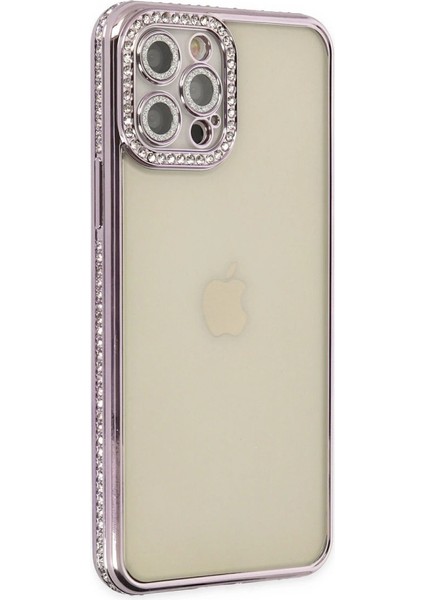Buğz Iphone 12 Pro Kılıf Joke Taşlı Silikon - Mor