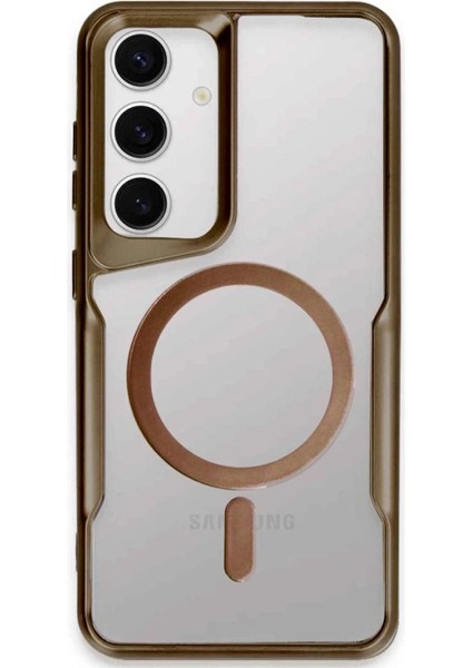 Buğz Samsung Galaxy S24 Kılıf Boyi Magsafe Silikon Kapak - Kahverengi
