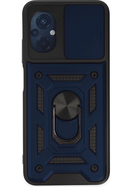 Buğz Xiaomi Poco M5 Kılıf Pars Lens Yüzüklü Silikon - Lacivert