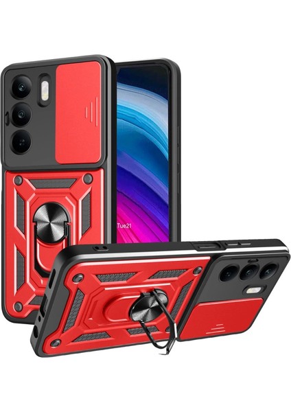 Buğz Realme C75 4g Kılıf Pars Lens Yüzüklü Silikon - Kırmızı