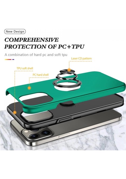 Buğz Iphone 13 Pro Max Kılıf Elit Yüzüklü Kapak - Yeşil fiyatları