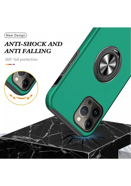 Buğz Iphone 13 Pro Max Kılıf Elit Yüzüklü Kapak - Yeşil
