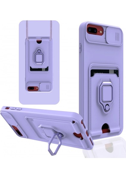 Buğz Iphone 7 Plus Kılıf Zuma Kartvizitli Yüzüklü Silikon - Lila