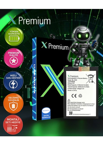 Xpremium Infinix Note 8i X683 Uyumlu Batarya Pil Süper Yüksek Kalite 5200 Mah BL-51BX