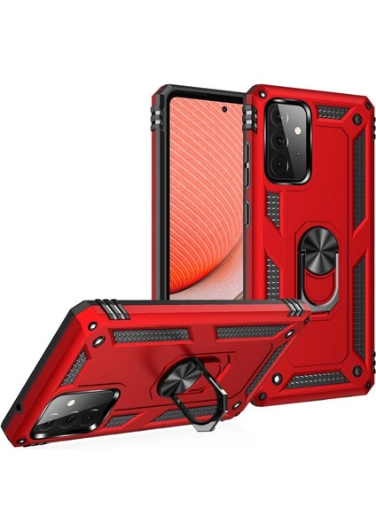 Buğz Samsung Galaxy A72 Kılıf Sofya Yüzüklü Silikon Kapak - Kırmızı fiyatları