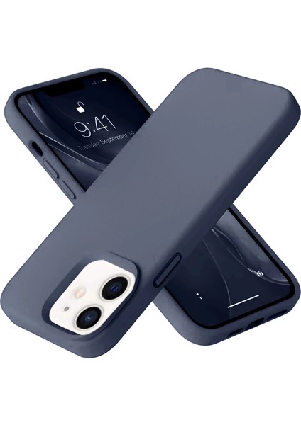 Buğz Iphone 12 Kılıf Nano Içi Kadife Silikon - Lacivert