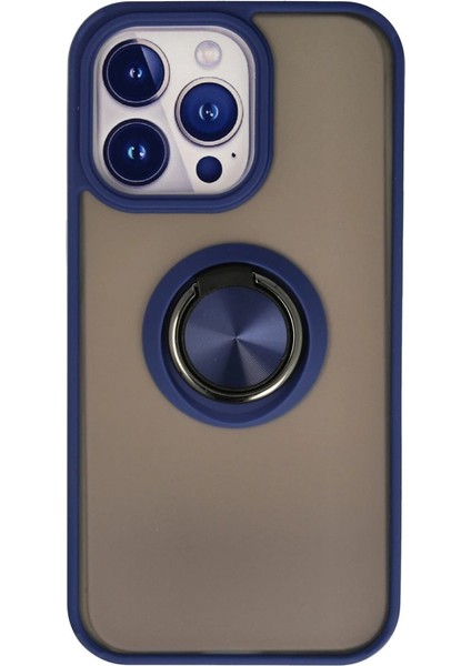 Buğz Iphone 13 Pro Kılıf Montreal Yüzüklü Silikon Kapak - Lacivert