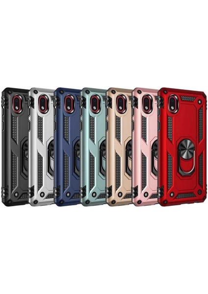 Buğz Samsung Galaxy A01 Core Kılıf Sofya Yüzüklü Silikon Kapak - Siyah