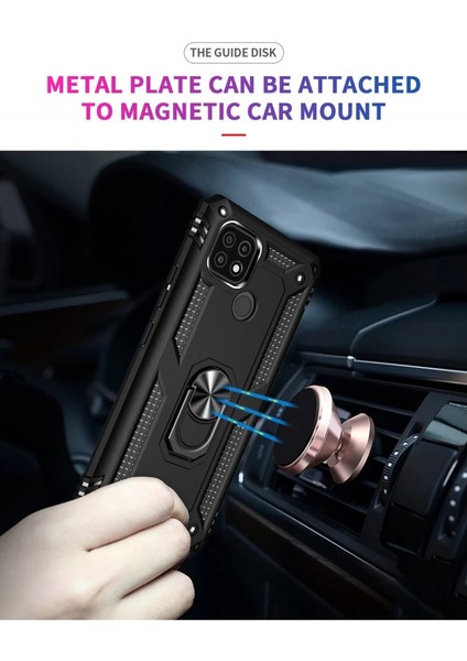 Buğz Realme C21 Kılıf Sofya Yüzüklü Silikon Kapak - Siyah