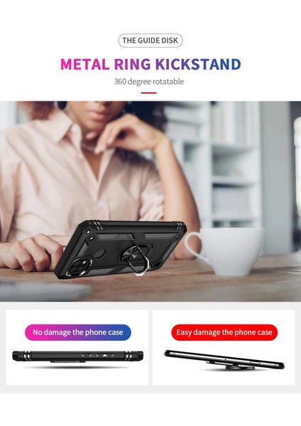 Buğz Realme C21 Kılıf Sofya Yüzüklü Silikon Kapak - Siyah