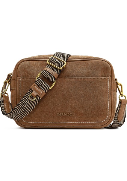 Kadın Taba Uzun Askılı Süet Deri Çapraz Çanta 25WBD252510